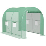 Serre de jardin tunnel surface sol 6 m� ch�ssis tubulaire renforc� vert