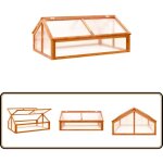 Serre marron 114x80x50 cm bois de sapin - serre en bois - serre jardin - abri jardin - protection plantes ...