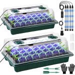 Serre pour plantes kit, 2 pices 80cells plateau de semis, kit de culture serre avec led luminosit rglable, ...