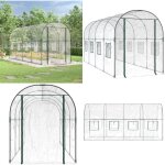 Serre transparent 160x400x190 cm pvc et acier enduit de poudre - serre de jardin - serre transparente ...