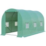 Serre tunnel de jardin 4 x 2 x 2 m avec porte enroulable et 6 fen�tres grillag�es, tente chauff�e avec ...