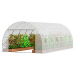 Serre tunnel jardin, 590x295x198 cm, tente abri plantes avec cadre en acier galvanise, couverture en ...