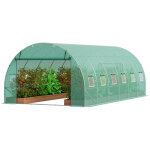 Serre tunnel jardin, 590x295x198 cm, tente abri plantes avec cadre en acier galvanise, couverture en ...