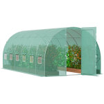 Serre tunnel jardin, 590x295x225 cm, tente abri plantes avec cadre en acier galvanise, couverture en ...