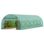 Serre tunnel jardin, 890x295x198 cm, tente abri plantes avec cadre en acier galvanise, couverture en ...