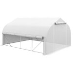 Serre tunnel de jardin - outsunny - 12m� 395x300x200cm - porte 8 fen�tres avec moustiquaires b�che pe ...