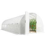 Serre tunnel de jardin - outsunny - 24m� 295x798x199cm - avec portes et 12 fen�tres avec moustiquaires ...