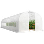 Serre tunnel de jardin - outsunny - 24m� - avec cadre en acier galvanis�, portes et 2 grandes fen�tres ...