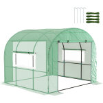 Serre tunnel de jardin - outsunny - 6m� - pe haute densit� 135 g / m� - 2 portes zipp�es 2 fen�tres en ...
