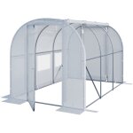 Serre tunnel premium toolport 2x3m avec porte pivotante, b�che pe 180 g / m� blanc transparent