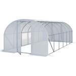 Serre tunnel premium toolport 3x6m avec porte pivotante, b�che pe 180 g / m� blanc transparent