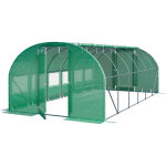 Serre tunnel premium toolport 3x6m avec porte pivotante, b�che pe 180 g / m� vert transparent
