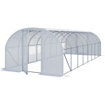 Serre tunnel premium toolport 3x8m avec porte pivotante, b�che pe 180 g / m� blanc transparent