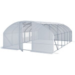 Serre tunnel premium toolport 4x6m avec porte pivotante, b�che pe 180 g / m� blanc transparent