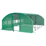 Serre tunnel premium toolport 4x6m avec porte pivotante, b�che pe 180 g / m� vert transparent
