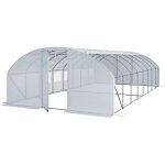 Serre tunnel premium toolport 4x8m avec porte pivotante, b�che pe 180 g / m� blanc transparent