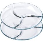 Service assiette compartiment adulte en verre, plateau aperitif design, lot assiette de table - d 25 ...