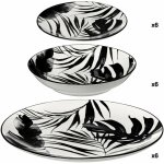 Secret de gourmet - service d'assiettes 'palme' - noir - 18 pièces - livraison gratuite Secret de gourmet - service d'assiettes 'palme' - noir - 18 pièces - livraison gratuite