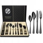 Service de couverts noirs 24 pi�ces pour 6 personnes, compatible lave - vaisselle