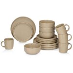 Service de petit djeuner en cramique taupe 16 pices