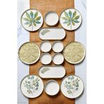 Service petit - djeuner lgant 14 pices, 100 % cramique comprend 6 assiettes (19 cm), 2 plats et ...