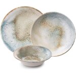 Service de table set 100% porcelaine beige turquoise