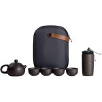 Service � th� de voyage en c�ramique sable violet, portable pour camping / bureau / restaurant / h�tel ...