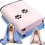 Serviette de bain pour animaux de compagnie, 2 serviette de bain en microfibre � s�chage rapide pour ...