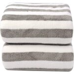 Serviette de bain microfibre grande taille (70x140 cm), ultra douce, absorbante, lot de 2 grises
