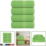Serviettes en coton - serviettes de toilette frogn 4 pi�ces vert pomme 30x30 cm 360 g / m�