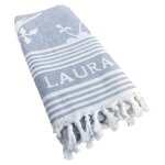 Laura ashley - serviette de hammam elveden midnight 90x180 cm bleu / blanc