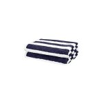 Serviette de plage 100% coton - drap de plage �pais, doux et ultra absorbant - marini�re bleu et blanc ...