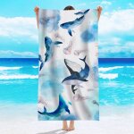 Serviette de plage 70x150 cm, serviette de plage simple face en velours, serviette de bain en microfibre, ...