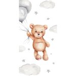 Serviette de plage en coton 'ballons et ourson' - blanc / gris - 70 x 140 cm - livraison gratuite Serviette de plage en coton 'ballons et ourson' - blanc / gris - 70 x 140 cm - livraison gratuite