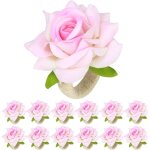 Serviettes rondes � fleurs pour r�ception de mariage, d�coration de no�l et de p�ques (rose), lot de ...