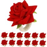 Serviettes rondes  fleurs pour rception de mariage, dcoration de nol et de pques (rouge), lot de ...