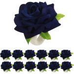 Serviettes rondes  motif floral pour dcorations de mariage, nol et pques (bleu marine), lot de 12 ...