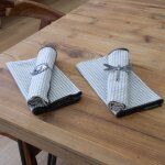 Serviette de table � carreaux en coton gris anthracite 45x45 cm