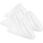 Serviettes table tissu r�utilisables lot de 24 douces polyester 43x43 cm blanches, �v�nements mariages ...