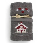 Serviette tyrolienne grey house - tyrol - 100 % coton �ponge - chalet de montagne broderie made in italy ...