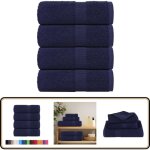 Serviettes de visage 4 pcs bleu marine 30x30 cm 100% coton - vidaxl