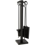 Serviteur chemine 4 pices en mtal noir 20x20x76 cm