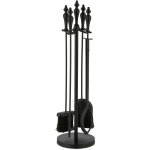 Relaxdays - serviteur pour chemine, lot de 5 pices, tisonnier, pelle, balai  cendres, pince, support, ...