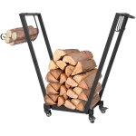 Serviteur de chemin�e cadre interne pour rondins, avec crochets lat�raux et roues, charge maximale 50 ...