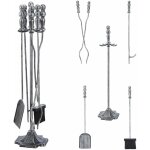 Serviteur de chemine dovre avec balai pelle pince tisonnier argent