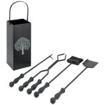 Serviteur de chemine moderne 4 accessoires arbre de vie