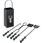 Serviteur de cheminée moderne 4 accessoires cerf Serviteur de cheminée moderne 4 accessoires cerf