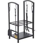 Serviteur de chemine - porte bches - range bches multi accessoires 2 tagres 40l x 30l x 75h cm mtal ...