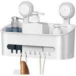 Serviteur rangement de douche � suspendre ventouse sans per�age, �tag�re rangement douche r�utilisable ...