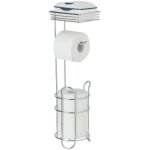 Serviteur wc 3en1 rack , d�rouleur papier toilette sur pied avec �tag�re de rangement et range papier ...